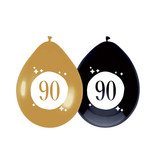 Ballonnen 90 jaar Festive Goud Zwart (6st)
