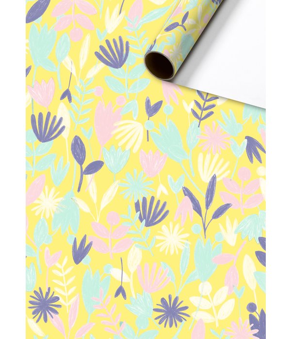 Rol Cadeaupapier Bloemen Geel
