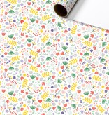 Rol Cadeaupapier Kleine bloemetjes wit