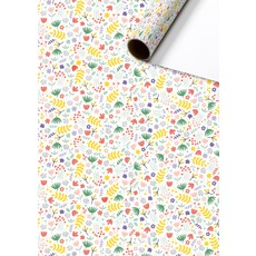 Rol Cadeaupapier Kleine bloemetjes wit
