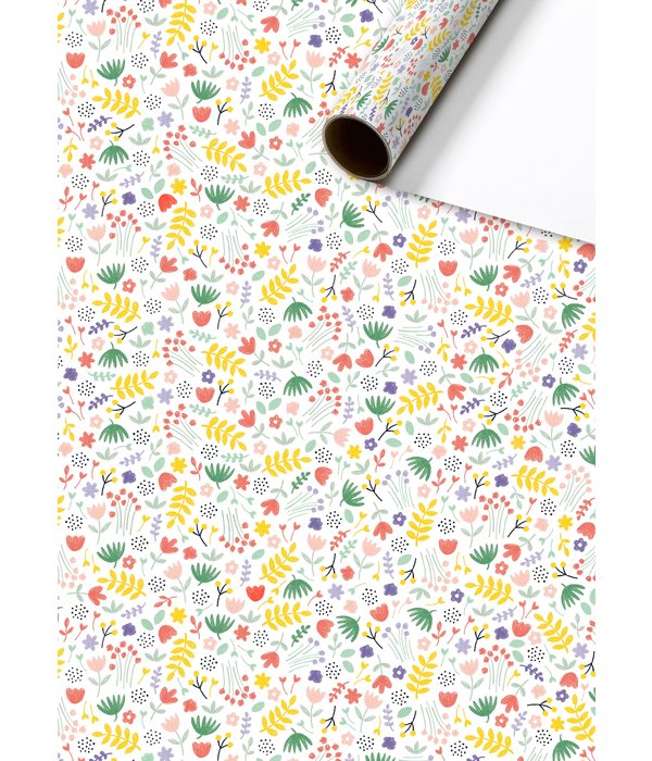 Rol Cadeaupapier Kleine bloemetjes wit