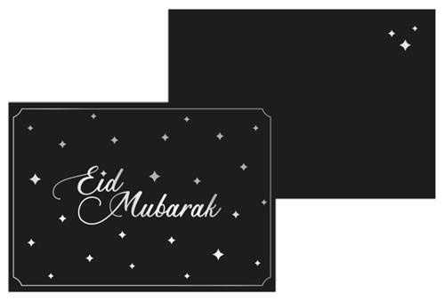 Kaart Eid Mubarak - Zwart/Zilver afbeelding