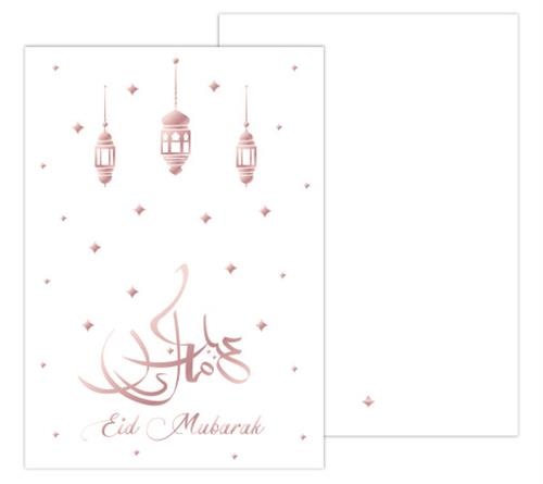 Kaart Eid Mubarak - Wit/Rose
