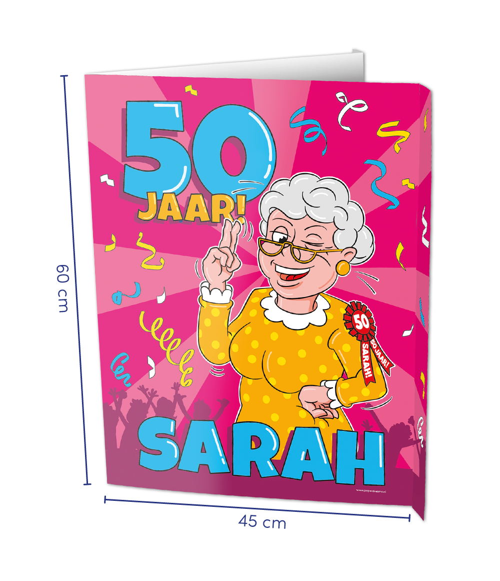 Getand geleider als resultaat Raambord Sarah 50 Jaar Verjaardag (60x45cm) - Feestbazaar.nl