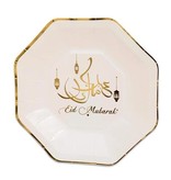 Achthoekige Eid Mubarak Bordjes Gouden Rand (23cm)
