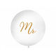 Mega Ballon Pastel Wit met Gouden print Mr - 1 meter