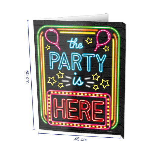 Neon Raambord The Party Is Here (60x45cm)