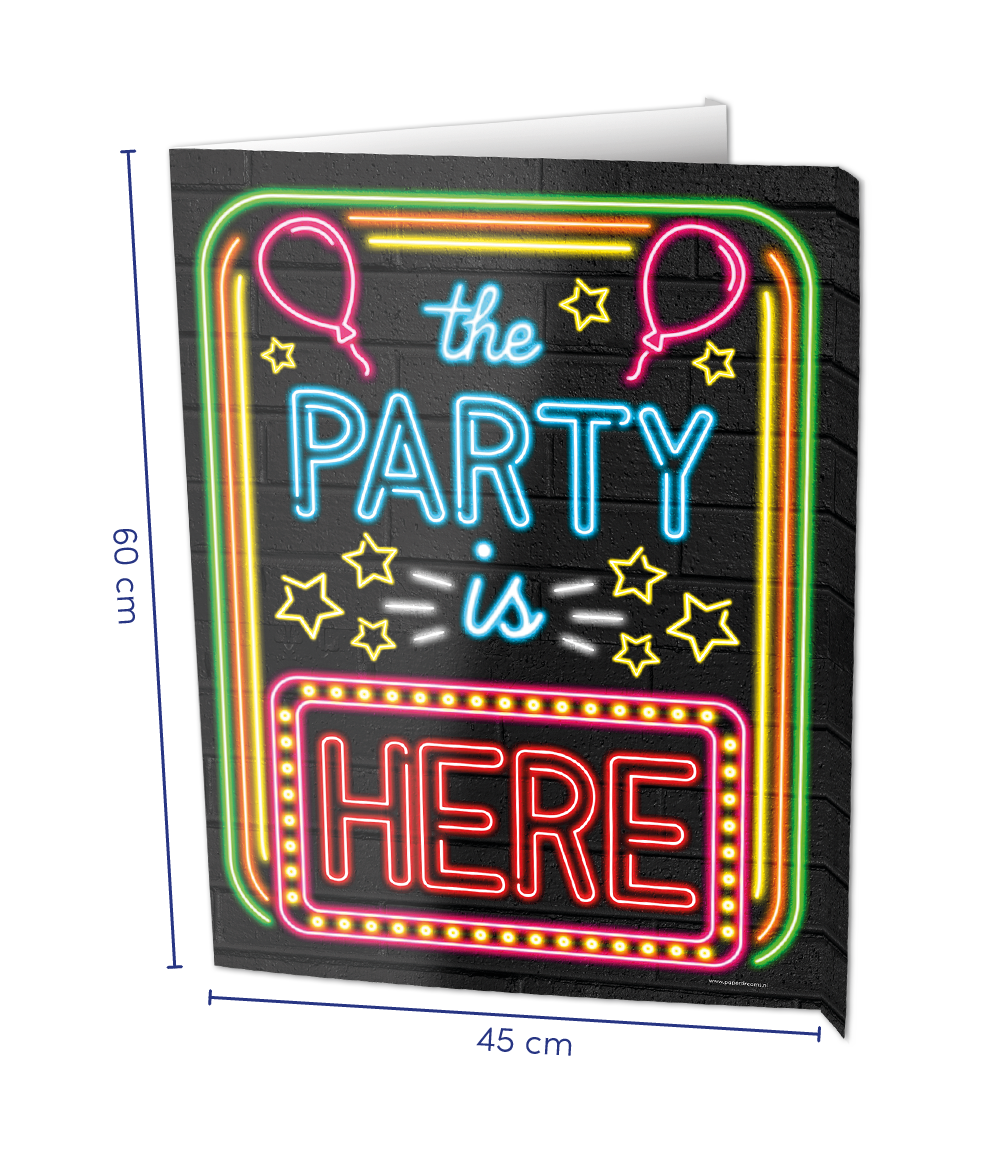 Neon Raambord The Party Is Here (60x45cm) afbeelding
