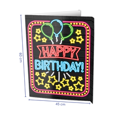 Neon Raambord Happy Birthday (60x45cm)