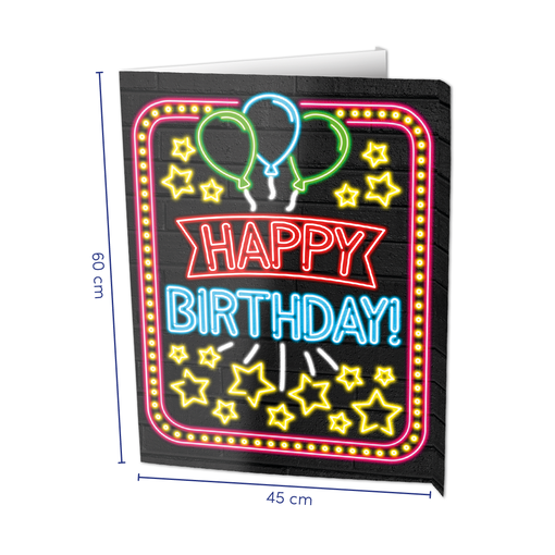 Neon Raambord Happy Birthday (60x45cm)