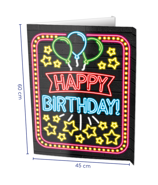 Neon Raambord Happy Birthday (60x45cm)