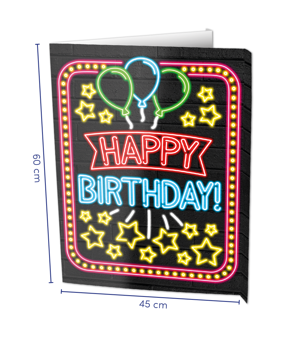 Neon Raambord Happy Birthday (60x45cm) afbeelding