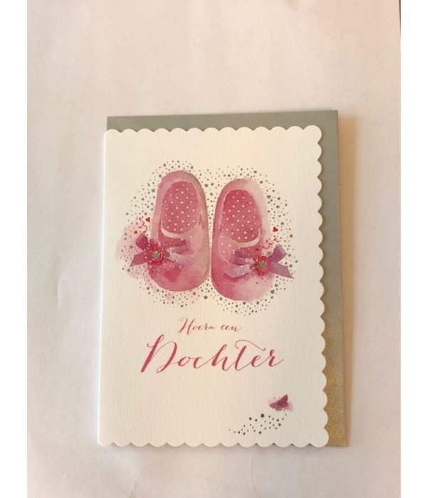 Geboortekaart Hoera een Dochter Slofjes