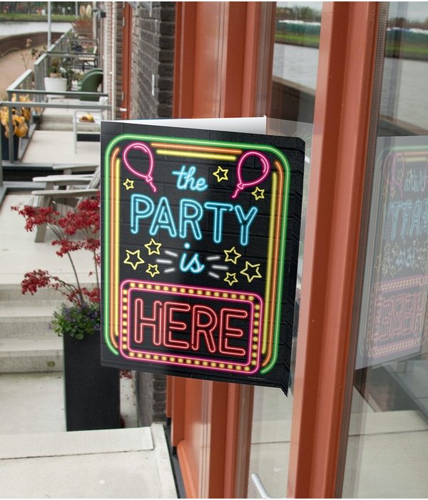 Neon Raambord The Party Is Here (60x45cm)