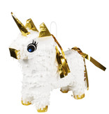 Minipiñata Unicorn Wit/Goud (21x17cm)