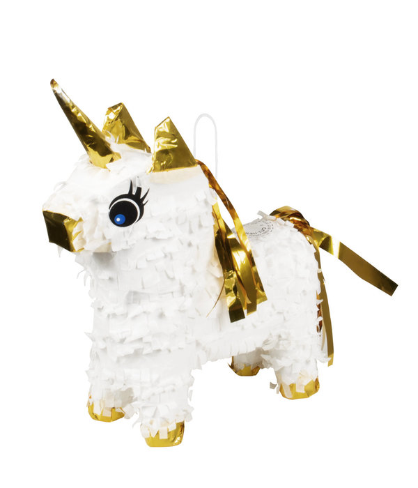 Minipiñata Unicorn Wit/Goud (21x17cm)