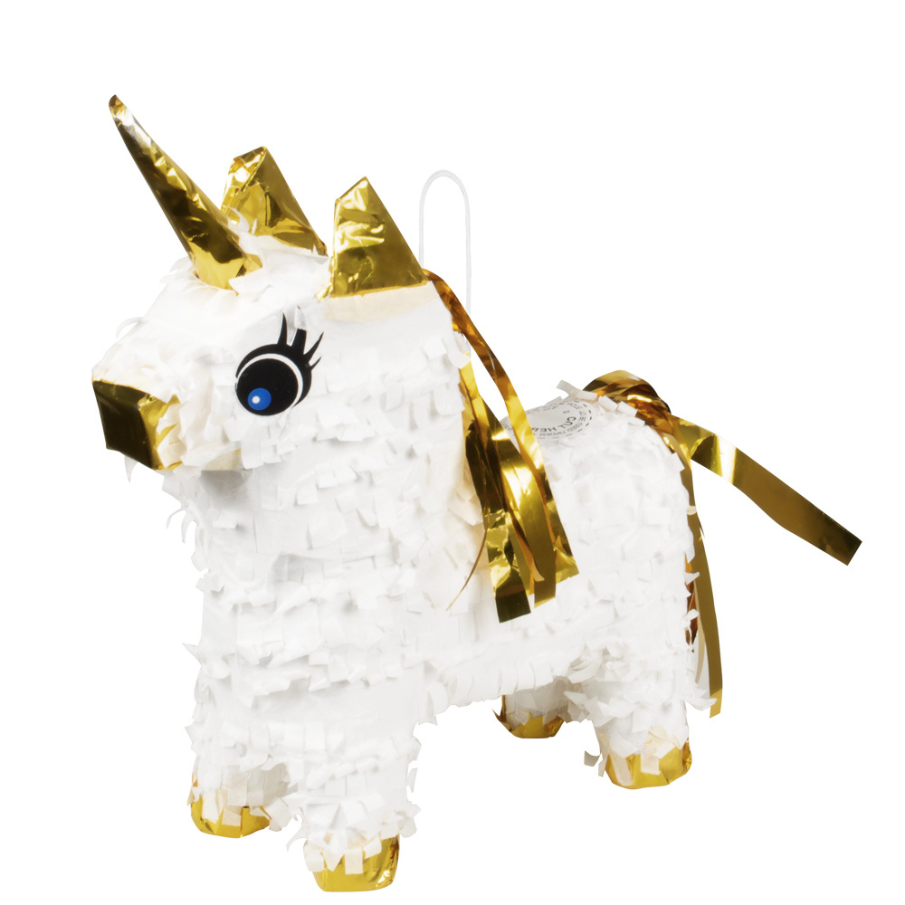 Minipiñata Unicorn Wit/Goud (21x17cm)