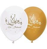 Eid Mubarak Ballonnen Wit/Goud (6st)