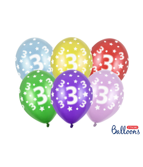 Verjaardag Ballonnen 3 Jaar Metallic Mix