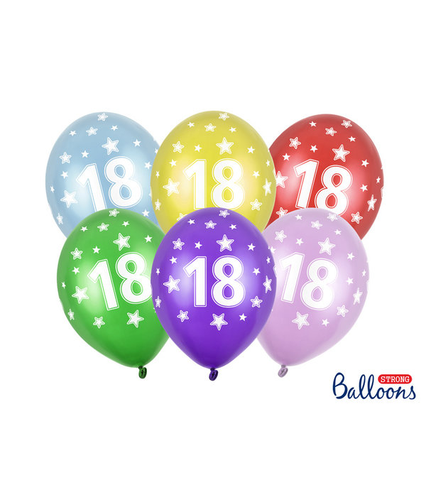 Verjaardag ballonnen 18 jaar Metallic Mix