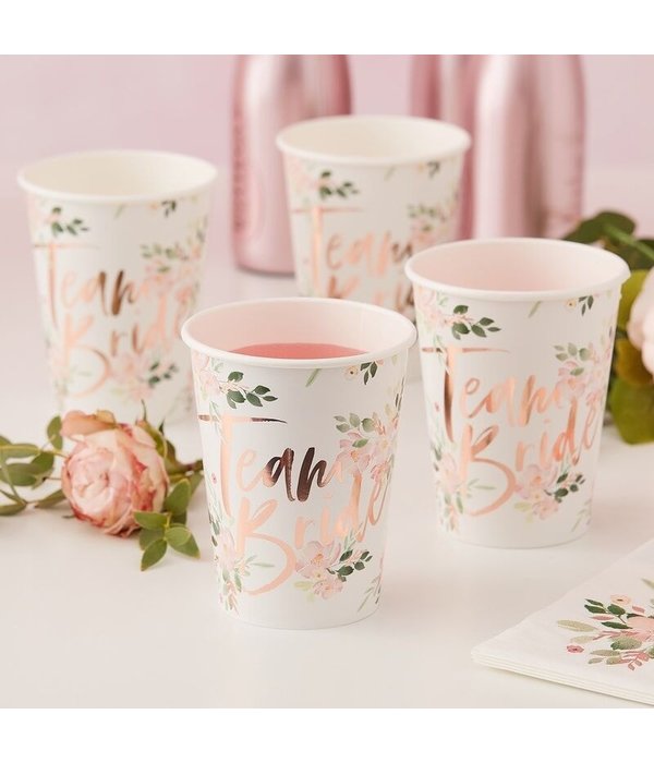 Bekertjes Team Bride Floral (8 st)