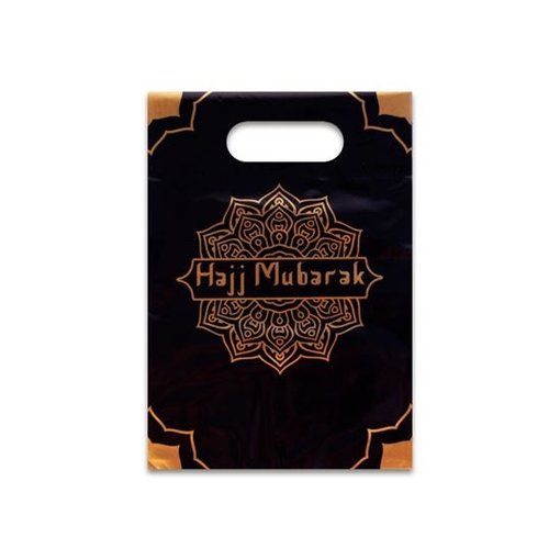 Uitdeelzakjes 'Hajj Mubarak' Zwart/Goud (6st)