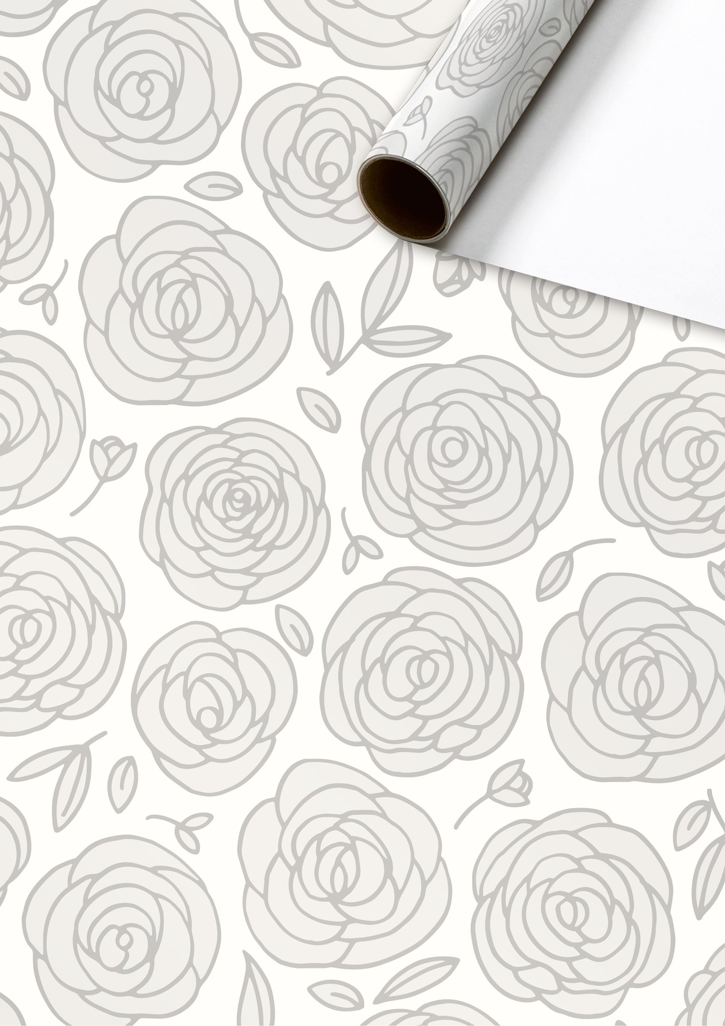 Rol Inpakpapier Witte Rozen