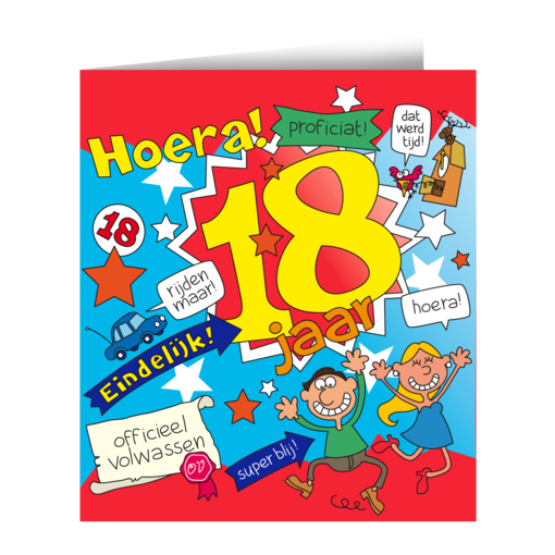 Wenskaart - 18e Verjaardag Cartoon