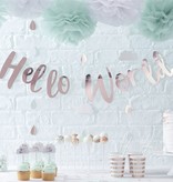 Geboorte Letterslinger 'Hello World' Rosé goud (2m)