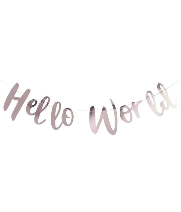 Geboorte Letterslinger 'Hello World' Rosé goud (2m)