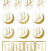 Transparante Cadeaulabels Eid Mubarak Goud (14st)