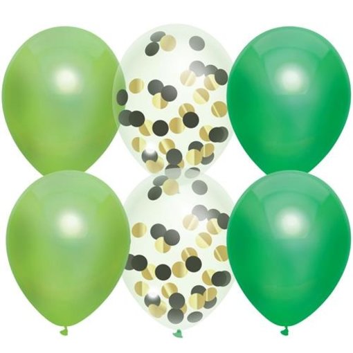Ballonnenset Groen Confetti (6st)
