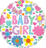 Folieballon Baby Girl Bloemen (43cm)