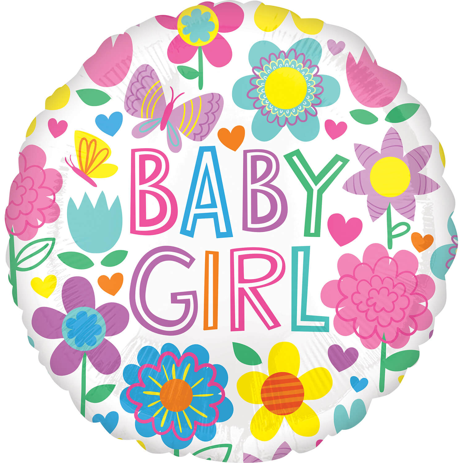 Folieballon Baby Girl Bloemen (43cm)