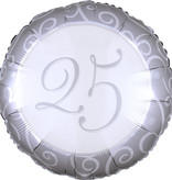 Folieballon 25 Jaar Jubileum Zilver (43cm)
