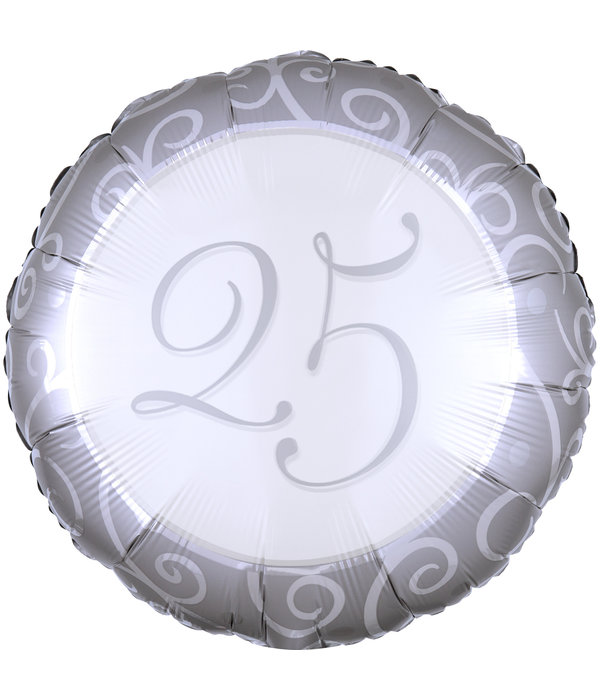 Folieballon 25 Jaar Jubileum Zilver (43cm)