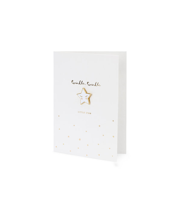 Wenskaart Geboorte 'Twinkle Little Star' Met Speldje