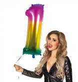Folieballon Regenboog Cijfer 1 (86cm)