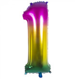 Folieballon Regenboog Cijfer 1 (86cm)