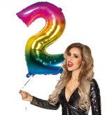 Folieballon Regenboog Cijfer 2 (86cm)