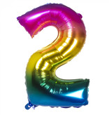 Folieballon Regenboog Cijfer 2 (86cm)