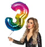 Folieballon Regenboog Cijfer 3 (86cm)