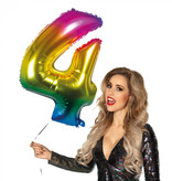 Folieballon Regenboog Cijfer 4 (86cm)