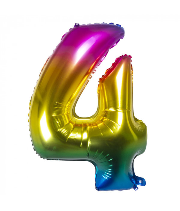 Folieballon Regenboog Cijfer 4 (86cm)