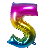Folieballon Regenboog Cijfer 5 (86cm)