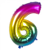 Folieballon Regenboog Cijfer 6 (86cm)