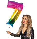 Folieballon Regenboog Cijfer 7 (86cm)