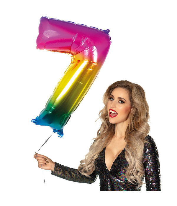 Folieballon Regenboog Cijfer 7 (86cm)