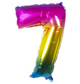 Folieballon Regenboog Cijfer 7 (86cm)