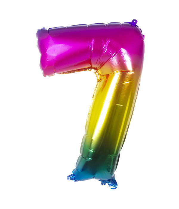 Folieballon Regenboog Cijfer 7 (86cm)